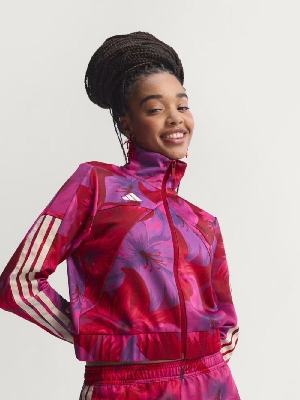 adidas Pink & Purple Floral Zip Track Jacket